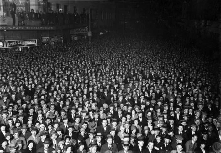 The crowd is waiting